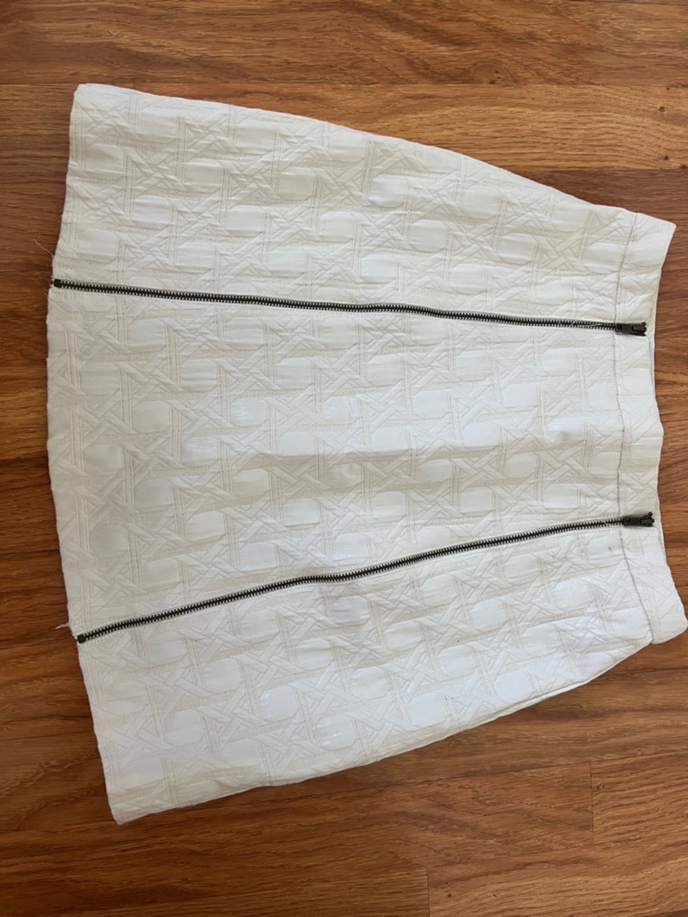 Xhilaration White Textured Mini Skirt with Front Zippers